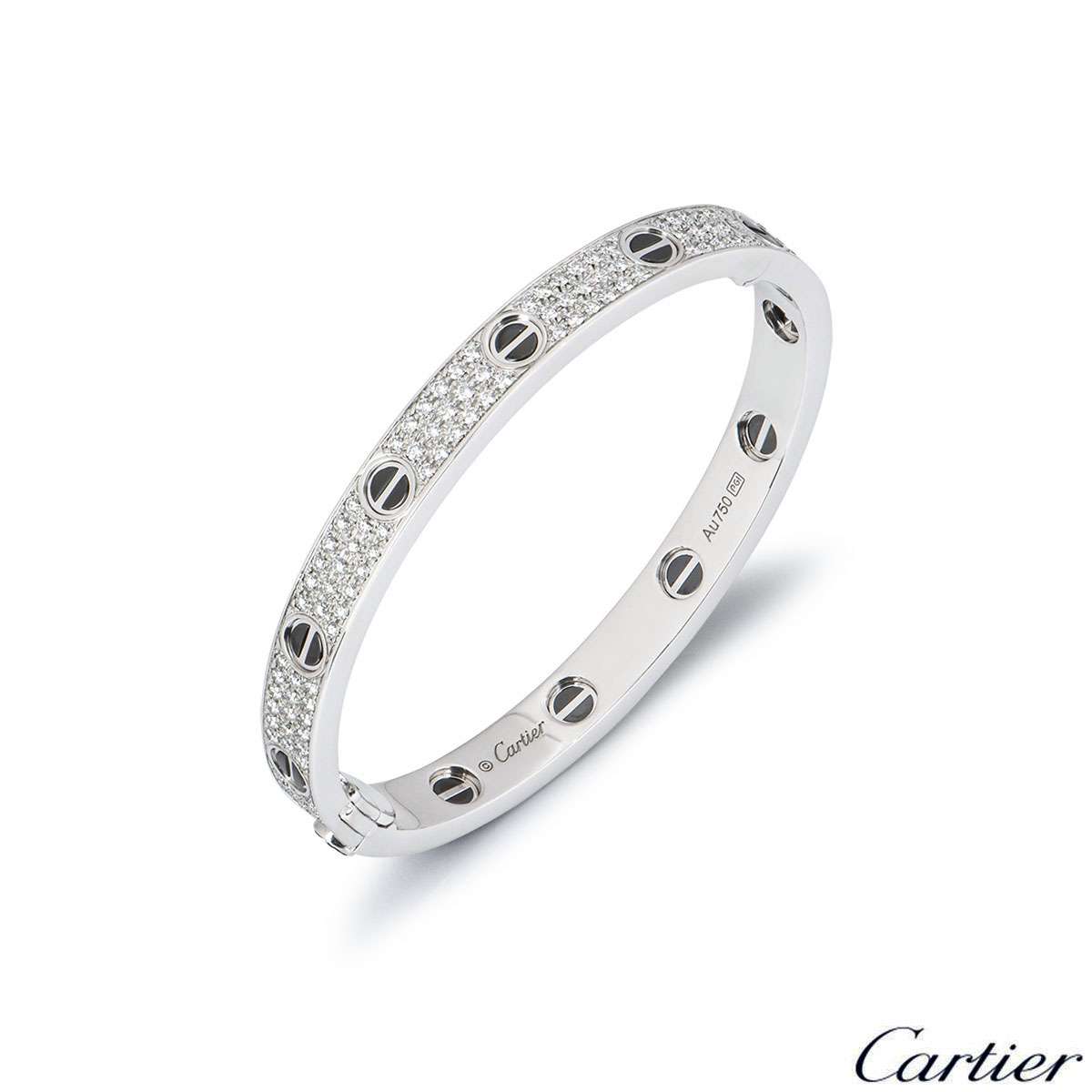 Cartier White Gold Pave Diamond & Ceramic Love Bracelet Size 16 ...